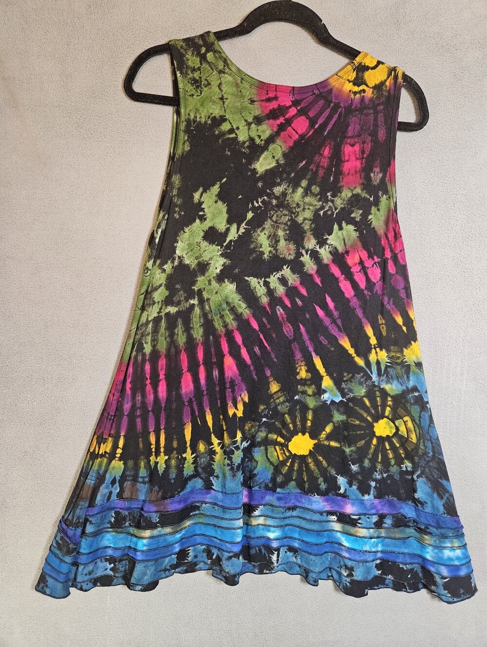 Vintage Kathmandu Imports Womens Medium Tunic Multicolor Tye Dye Boho Sleeveless - Picture 6 of 6
